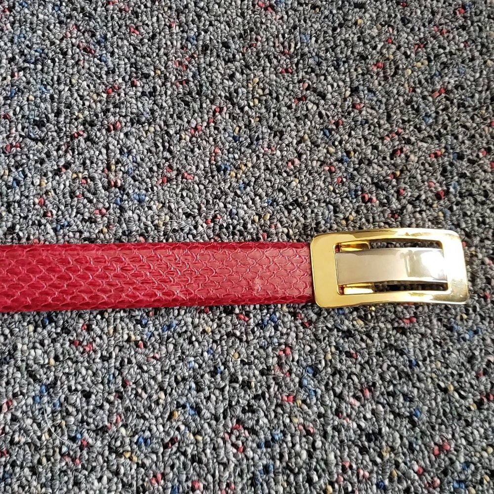Carlisle Red Leather Belt with Gold-Tone Buckle